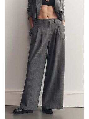 The Avery Striped Pleated Trousers by Maeve XL